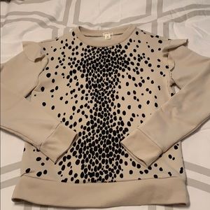 Cream spotted sweat shirt with ruffle sleeves